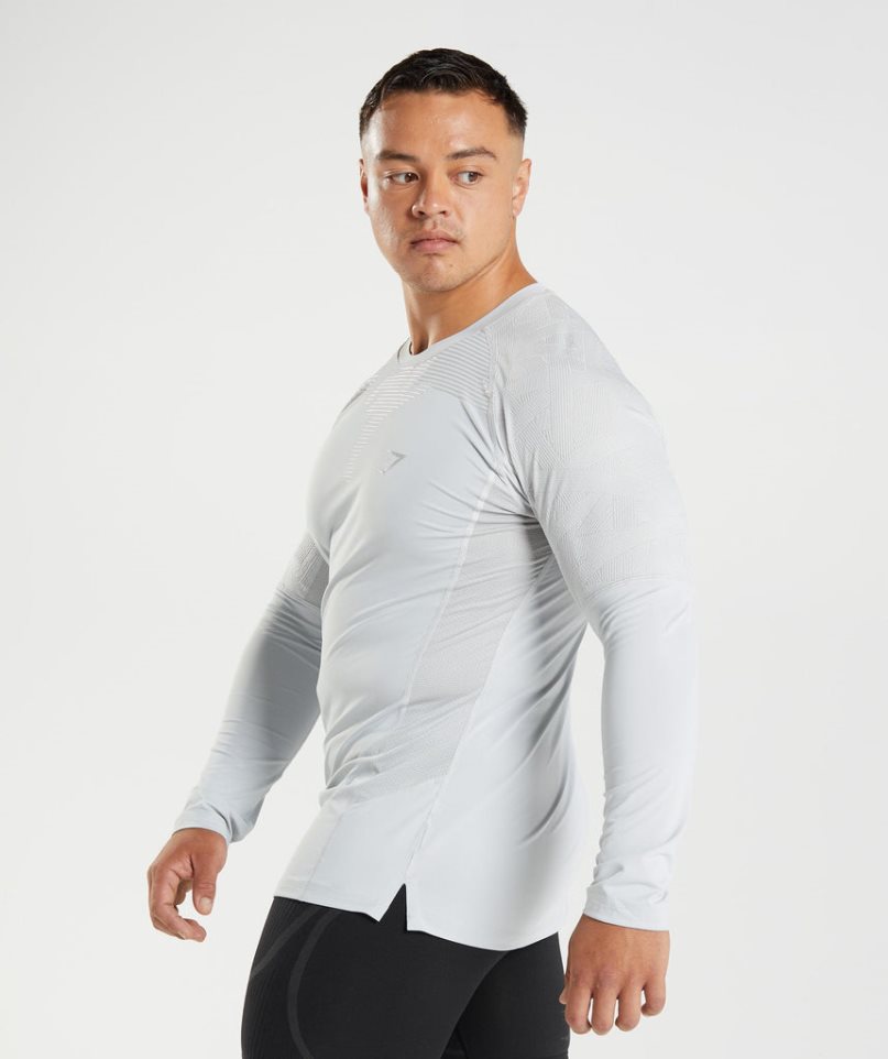 Men's Gymshark 315 Long Sleeve T-Shirts Light Grey | NZ 9IJTDP